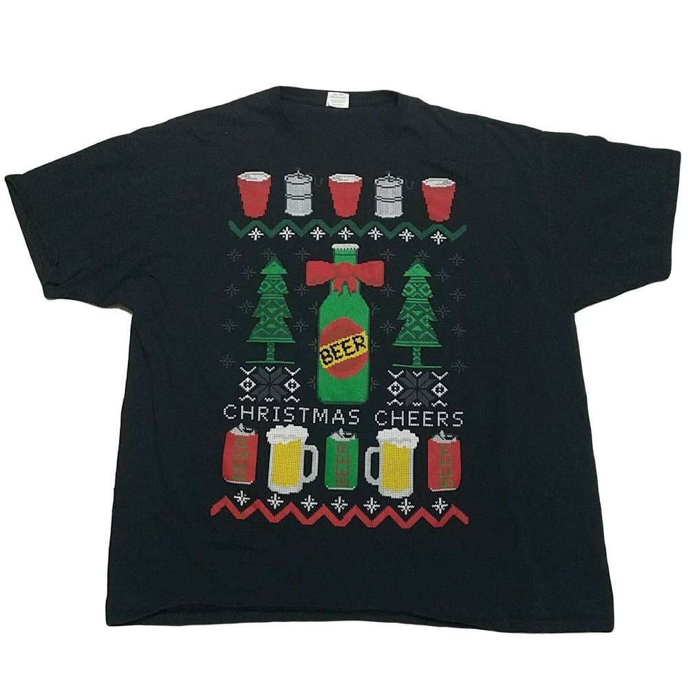 Dec. 25th Christmas T-Shirt ~ Sz 3XL ~ Black ~ Beer & Cheers